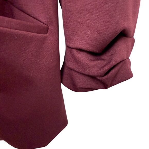 Nine West Womens Blazer Size Medium Burgundy Red Stretch Ponte Knit Career Jacke - Picture 6 of 8